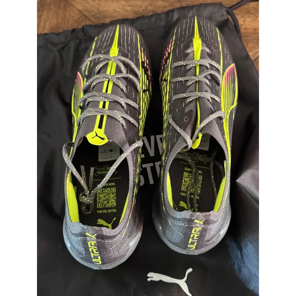 Puma Ultra Ultimate FG AG Soccer Cleats Grey Lime Pink 108159-03 Mens 8